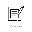 outline compose vector icon. isolated black simple line element illustration from user interface concept. editable vector stroke compose icon on white background