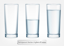 Transparent Vector Glass Of Water On Light Background