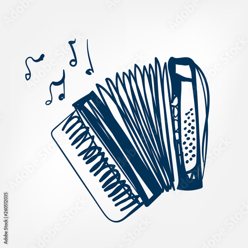 Fotomural accordion sketch vector illustration isolated design element