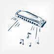 harmonica sketch line vector design music instrument