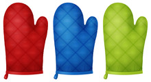 Set Of Kitchen Gloves. Vector Illustration.