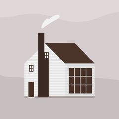 Fototapete - Two-storey wooden living house or cottage of Scandic architecture. Countryside residential building, homestead, household or ranch. Suburban property or real estate. Flat vector illustration.