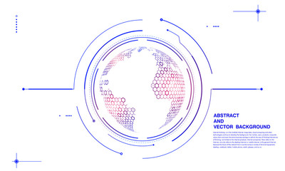 Sticker - Virtual technology interface, hexagonal grid abstract vector globe