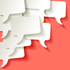 chat speech bubbles vector white on a coral color background in the corner
