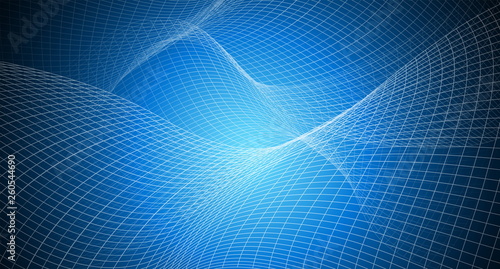Fotomural copy space with abstract background irregular grid, mesh pattern on blue light,g