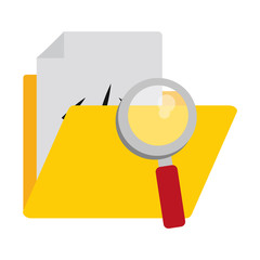 folder with programming code and magnifying glass symbol