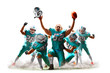 © 103tnn - American football players in action white isolated