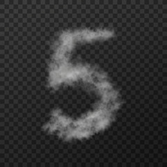 vector design of smoke textured number means five, isolated on transparent background