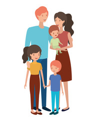 Wall Mural - couple of parents with children avatar character