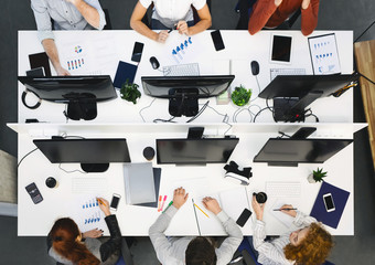 Young team working on computers at modern office