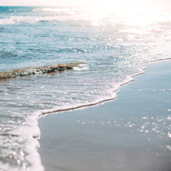 Summer sand beach and seashore waves background