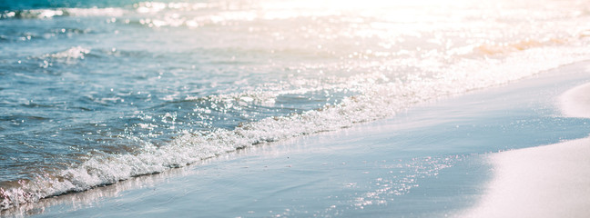 Poster - Summer sand beach and seashore waves background