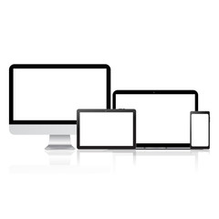 Wall Mural - Mock up of Computer, Laptop, tablet and smart phone. Vector.