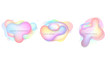Set of liquid elements pastel colors with bubble blowers. Fluid colorful shapes. EPS 10.