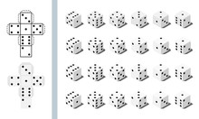 Set Of Dices And Paper Dice Templates Vector Icon Isolated On White Background.