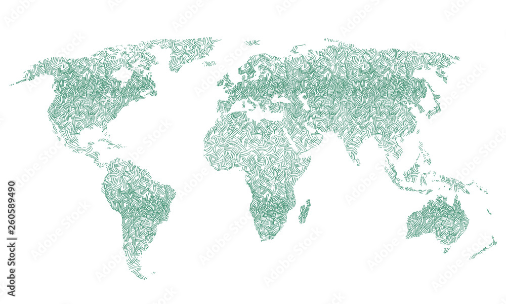 Best doodle world map for your design. Hand drawn freehand editable ...