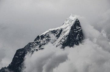  beautiful view of Ama Dablam from trek to Everset in Nepal. Himalayas. 