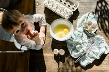 Boy Making Scrambled Eggs