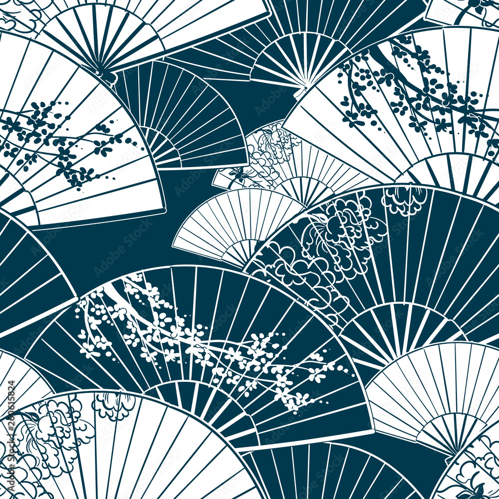 japanese traditional vector illustration fun pattern peony sakura Stock ...