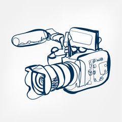 camera vector sketch illustration line isolated film