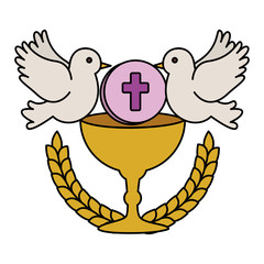 Sticker - first communion in chalice with doves