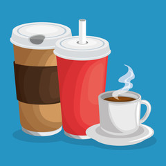 Sticker - drinks icon over blue background