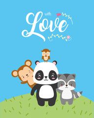 Poster - cute animals love card