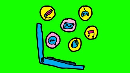 kids drawing green screen with theme of application developer