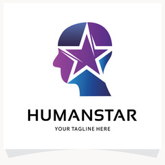 Wall Mural - Human Head Star Logo Design Template Inspiration