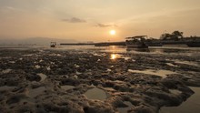 Timelapse Sunset Muddy Land Suring Low Tide At Pantai Bersih, Penang, Malaysia.
