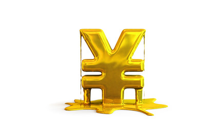 3D illustration of yen symbol melting