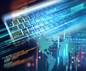 Wall Mural - programming code abstract technology background of software developer and computer script