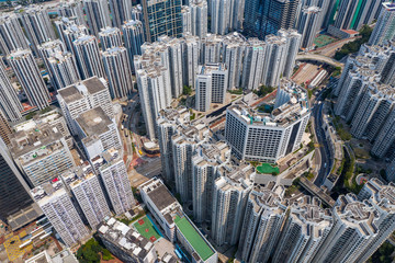 Canvas Print - Top down view of Hong Kong city