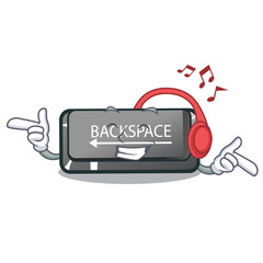 Canvas Print - Listening music backspace button installed on cartoon keyboard