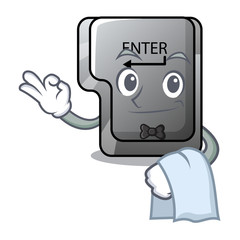 Wall Mural - Waiter button enter isolated in the cartoon