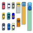 © Rogatnev - Cars and trucks top view flat icons. Set of car and sedan car. Vector illustration in flat style