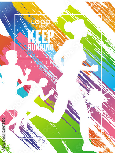 Dekoracja na wymiar  kontynuuj-bieganie-logo-gesign-kolorowy-plakat-na-wydarzenie-sportowe-maraton-mistrzostwa-moze-byc-uzywany-be