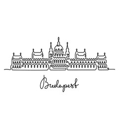 Wall Mural - Budapest, Hungary, Parliament building continuous line vector illustration