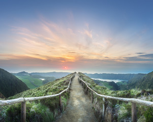 Wall Mural - sao miguel island and lake ponta delgada, azores