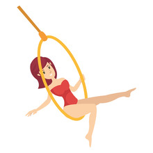 Cartoon Of A Girl Doing Acrobatic Style In Circus Arena