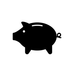 Wall Mural - Piggy bank silhouette icon. Clipart image isolated on white background