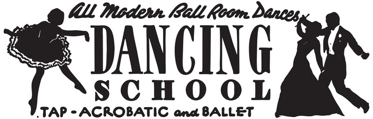 Canvas Print - Dancing School - Retro Ad Art Banner