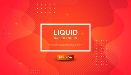 Canvas Print - orange liquid color background. dynamic textured geometric element design with dots decoration. mode