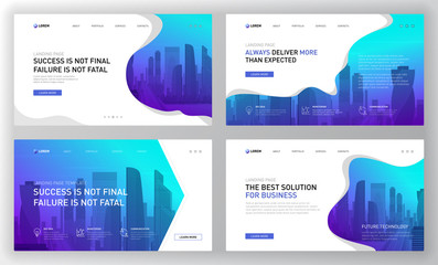 Wall Mural - landing page templates set for business website. modern web page design concept layout for website. 