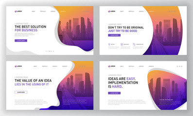 Wall Mural - landing page templates set for business website. modern web page design concept layout for website. 