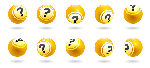 Wall Mural - Vector floating yellow question mark balls in different angle with shadow