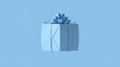 Pale Blue Wrapped Present Gift with a Bowing	