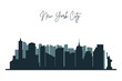 Silhouette of New York city. NYC urban skyline with skyscrapers, buildings and liberty statue. Vector.