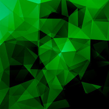 Background Made Of Green, Black Triangles. Square Composition With Geometric Shapes. Eps 10