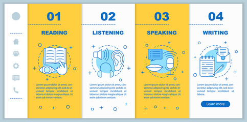 Wall Mural - cognitive activities onboarding mobile app page screen vector template